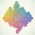 An Abstract Hexagonal Grid with a Soft Rainbow Color Gradient Effect, vector design Generative AI Royalty Free Stock Photo