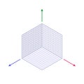 Abstract hexagonal isometric grid with three coordinate axes. Vector illustration