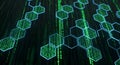 Abstract Hexagonal Network Data Flow - Digital Matrix Background Royalty Free Stock Photo