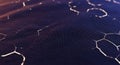 Abstract hexagonal network with glowing lines on dark background Royalty Free Stock Photo