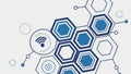 Abstract hexagonal network nodes vector illustration technology connection data internet symbol vector design Generative AI Royalty Free Stock Photo