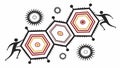 Abstract Hexagonal Network Pattern, vector design Generative AI Royalty Free Stock Photo