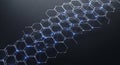 Abstract hexagonal network structure glowing on dark background Royalty Free Stock Photo