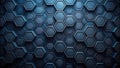 Abstract hexagonal pattern background deep blue metallic texture with subtle depth and dimensional variations. Generative AI Royalty Free Stock Photo