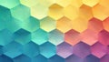 Abstract hexagonal pattern of colorful folded paper showing a gradient of hues. Generative AI Royalty Free Stock Photo