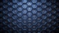 Abstract hexagonal pattern dark blue metallic surface texture with subtle perforated detailing. Generative AI Royalty Free Stock Photo