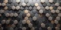 Abstract hexagonal pattern dark and light metallic tones in a three-dimensional array. Generative AI Royalty Free Stock Photo