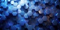 Abstract hexagonal pattern of deep blue metallic shapes. Generative AI Royalty Free Stock Photo