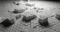 Abstract Hexagonal Pattern with Disrupted Tiles in Monochrome Gray Royalty Free Stock Photo