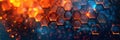 An Abstract Hexagonal Pattern featuring Fiery and Cool Tones in a Contemporary Digital Art Design
