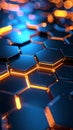 Abstract hexagonal pattern with glowing orange and blue lights Royalty Free Stock Photo