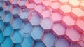 Abstract hexagonal pattern a gradient of pink and blue hues featuring interlocking geometric shapes with subtle textural details. Royalty Free Stock Photo