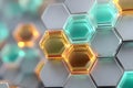 Abstract Hexagonal Pattern in Metallic and Glass Textures for Modern Design Generative AI Royalty Free Stock Photo