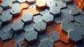 Abstract hexagonal pattern with orange and gray geometric shapes, creating a modern and stylish visual texture. Generative AI Royalty Free Stock Photo