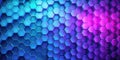 Abstract hexagonal pattern with vibrant blue and purple gradient shimmer. Generative AI Royalty Free Stock Photo