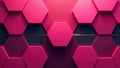 Abstract hexagonal pattern a vivid pink and dark geometric design featuring a subtle gold accent line. Generative AI Royalty Free Stock Photo