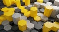 Abstract Hexagonal Pattern with Yellow and Gray Columns Royalty Free Stock Photo