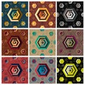 Abstract hexagonal seamless pattern with colour combinations. Royalty Free Stock Photo