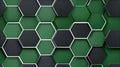 Abstract Hexagonal seamless pattern with Shades of Green and Gray in Three-Dimensional Style Royalty Free Stock Photo
