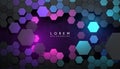 Abstract hexagonal shapes background with neon color elements
