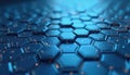 Abstract hexagonal structure in blue. Tech, data, network, digital concept. Honeycomb geometric pattern. Modern tech background, Royalty Free Stock Photo
