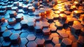 Abstract hexagonal structure a dynamic composition of interlocking metallic forms with gradient illumination. Generative AI Royalty Free Stock Photo