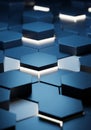 Abstract Hexagonal Surface With Blue Metallic Texture And Glowing Royalty Free Stock Photo