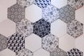 Hexagonal tile mosaic background design Royalty Free Stock Photo