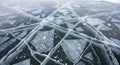 Fractured Ice Patterns on a Frozen Lake Royalty Free Stock Photo