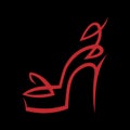 Abstract high heel shoe symbol, icon on black Royalty Free Stock Photo
