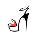 Abstract high heel shoe symbol, icon on white Royalty Free Stock Photo