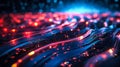 Abstract high-speed technology concept with flowing digital data and light trails on dark background, representing Royalty Free Stock Photo