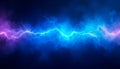 Abstract high-tech background: dark blue gradient with intense electrical discharges shimmering in blue, purple, and white light Royalty Free Stock Photo