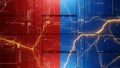 Digital Energy Grid: Red and Blue Tech with Lightning Royalty Free Stock Photo