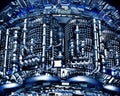 Abstract high-tech background from metal pipes technology cooling. Royalty Free Stock Photo