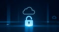 Digital Cloud Security Icon: Unlocked Padlock Protecting Valuable Data and Connectivity for Modern Technology Users. Royalty Free Stock Photo