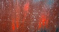 Grunge Red Metal Background with Rust Texture Scratches and Paint Splatters Royalty Free Stock Photo