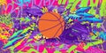 Abstract Hip Hop Urban Street Art Graffiti Style Streetball Or Basketball Illustration Background