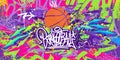 Abstract Hip Hop Urban Street Art Graffiti Style Streetball Or Basketball Illustration Background