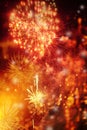 Abstract holiady background with fireworks