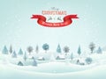 Abstract Holiday Christmas and Happy New Year background with a winter village Royalty Free Stock Photo