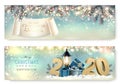 Abstract holiday christmas light banners. Royalty Free Stock Photo
