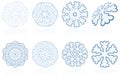 Abstract holiday winter snowflake icon set in blue