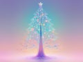 abstract Hologram A Chrismas tree on pastel mesh gradient background, art Royalty Free Stock Photo