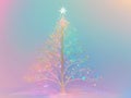 abstract Hologram Chrismas tree on a pastel mesh gradient background, art Royalty Free Stock Photo