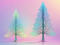 abstract Hologram Chrismas tree on pastel mesh gradient background, art Royalty Free Stock Photo