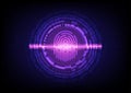 Abstract hologram high tech background.Technology abstract power future circle background vector illustration.Pink light effect.