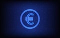 Abstract hologram technology background with Euro currency symbol in blue color