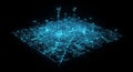 Abstract holographic city data network display Royalty Free Stock Photo
