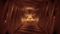 Abstract holy glowing triangle wireframe design with metal background 3d rendering wallpaper